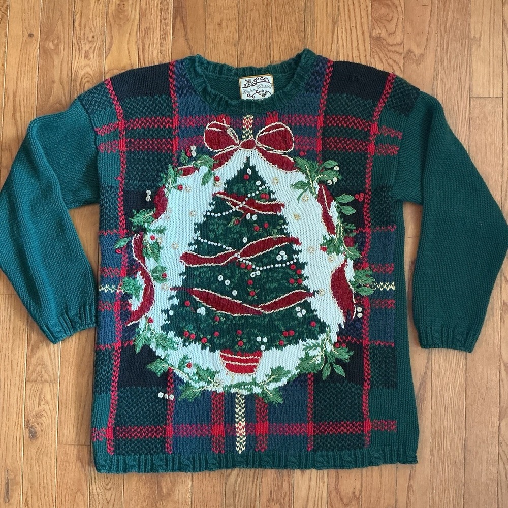 Vintage Heirloom Collectibles Christmas Ugly Sweater Knit Bell Size Medium